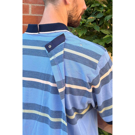 haut polo pull médicalisé homme senior avec ouverture dos pressions