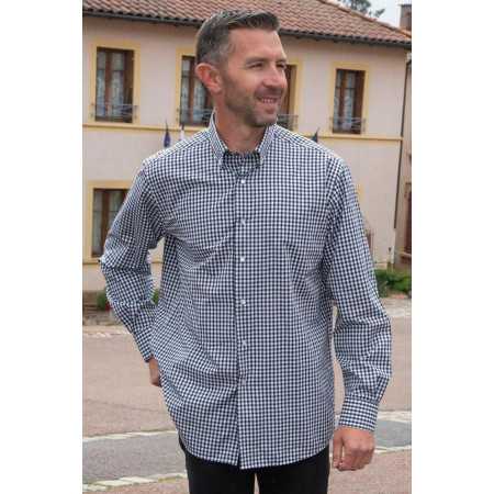chemise homme manches longues facile à enfiler pressions coloris bleu