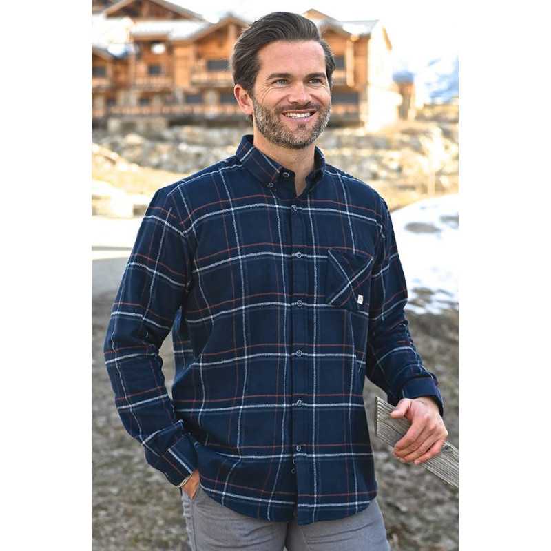 surchemise carreaux bleu homme senior facile à enfiler chaud confortable