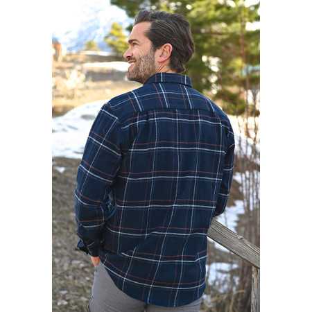 surchemise carreaux bleu homme senior facile à enfiler chaud confortable dos
