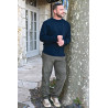 Pull torsadé homme senior marine manches longues | Facilavi