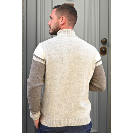 Pull doux homme senior col montant zippé | Facilavi