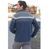 polo manches longues bleu chaud confortable facile à enfiler homme senior tenue dos