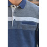 polo manches longues bleu chaud confortable facile à enfiler homme senior poche poitrine