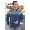 polo manches longues bleu chaud confortable facile à enfiler homme senior