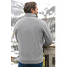 pull polo homme fermeture zip col coloris gris manches longues chaud dos