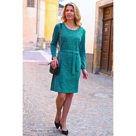 robe fluide ceinture tissu femme coloris bleu canard