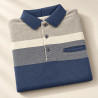 polo ouvert dos croisé gris bleu homme senior