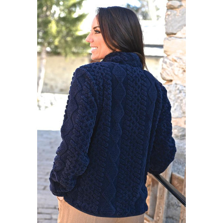 Polaire bouclette fermeture zip coloris marine dos femme senior