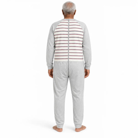 grenouillère fermeture dos entrejambe coloris gris nuit homme senior vue dos