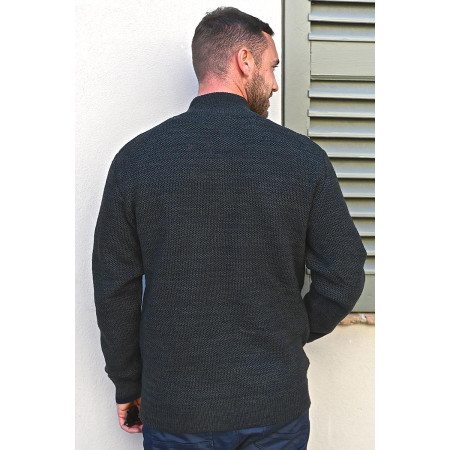 gilet zip homme senior  uni facile à mettre kaki dos