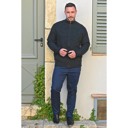 gilet zip homme senior  uni facile à mettre kaki tenue