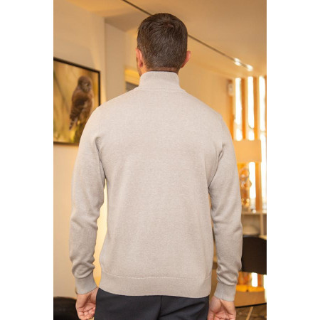 gilet fermeture zip coton gris homme senior dos