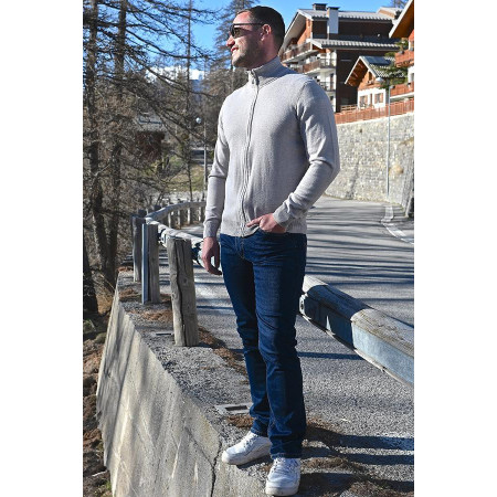 gilet fermeture zip coton gris homme senior tenue