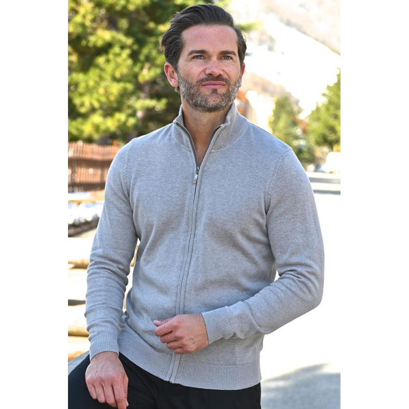 gilet fermeture zip coton gris homme senior