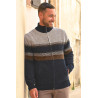 gilet zip moderne rayures automne hiver homme senior facile à enfiler