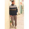 gilet zip moderne rayures automne hiver homme senior facile à enfiler  tenue
