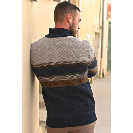 gilet zip moderne rayures automne hiver homme senior facile à enfiler  dos