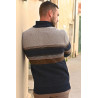 gilet zip moderne rayures automne hiver homme senior facile à enfiler  dos