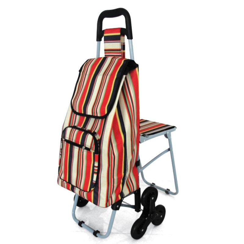 Chariot de courses type caddie avec siège Chariot de courses type caddie avec siège