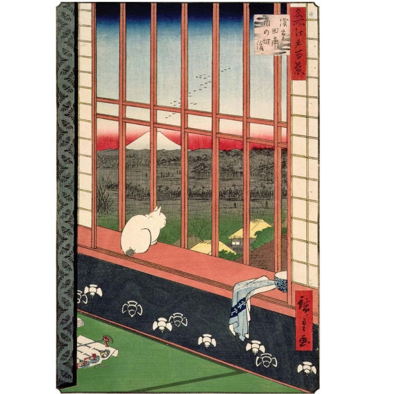 Puzzle d'art 200 grosses pièces Chat devant une rizière estampe Puzzle d'art 200 grosses pièces Chat devant une rizière estampe
