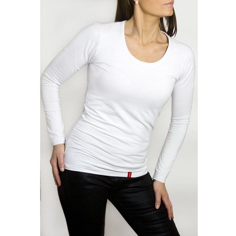 T-shirt manches longues blanc femme