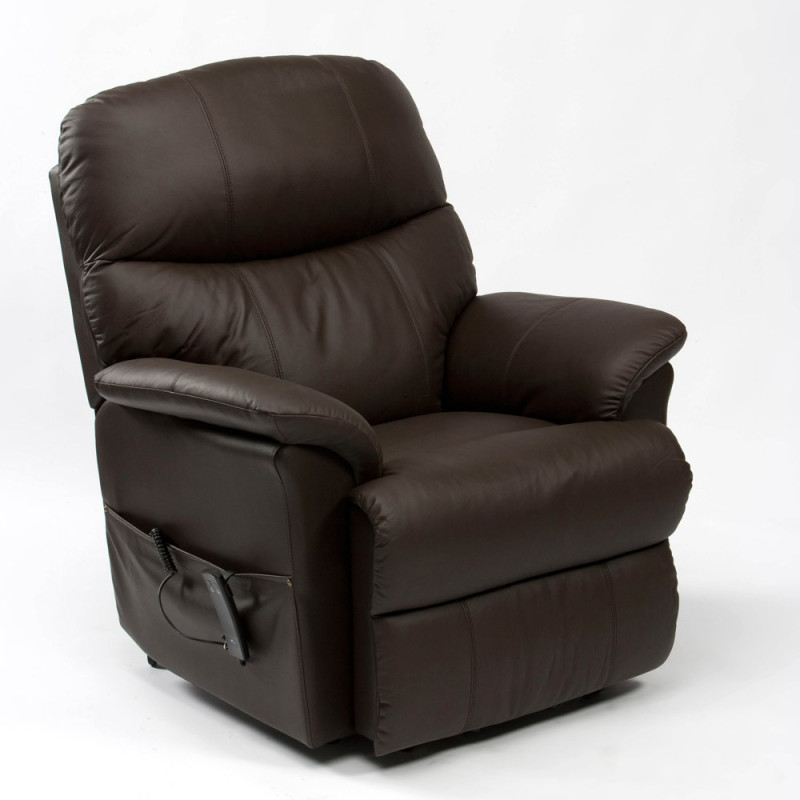 Fauteuil de relaxation Lars cuir 2 moteurs chocolat fermé