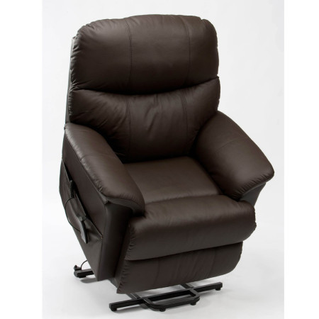 Fauteuil de relaxation Lars cuir 2 moteurs chocolat levé