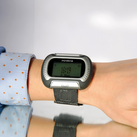 Miniphone "Classic" appel d'urgence porté bracelet gris