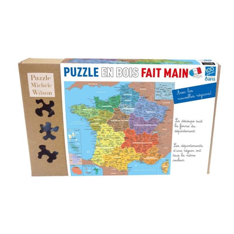 Puzzle Carte Physique France Larsen K49 - 60 Pièces, Cadre Inclus, Animaux, Fleuves, Villes Et Drapeau