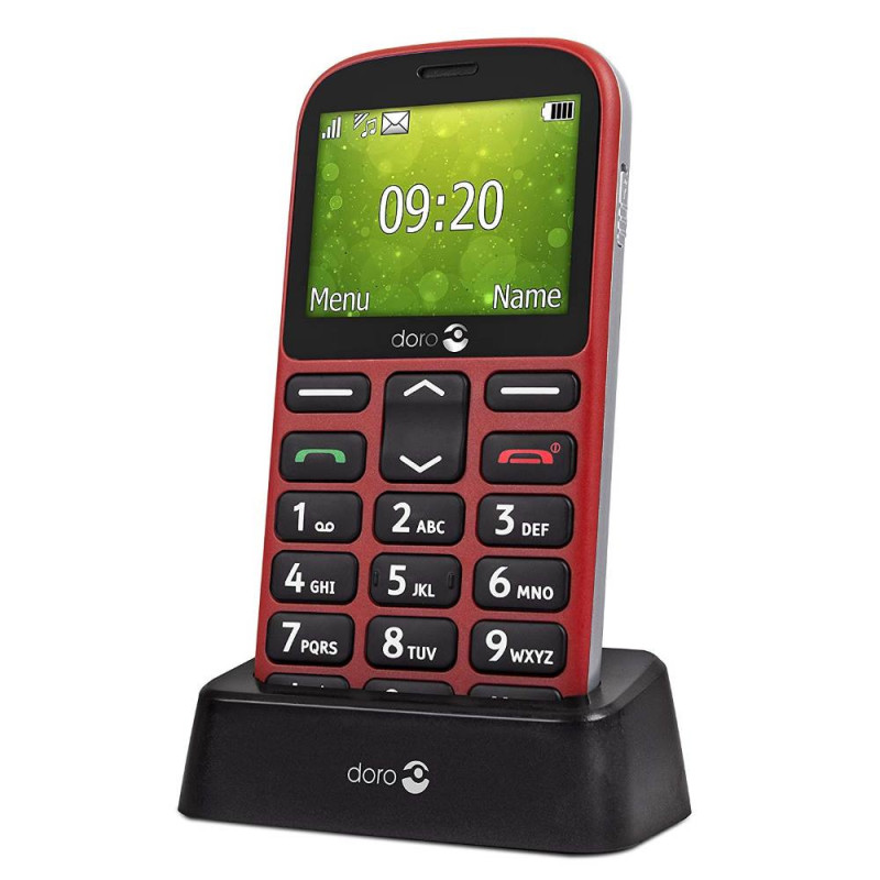 Doro 1360 téléphone mobile rouge dans socle Doro 1360 téléphone mobile rouge dans socle
