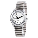 montre parlante grosse aiguilles pour femme bracelet en acier extensible