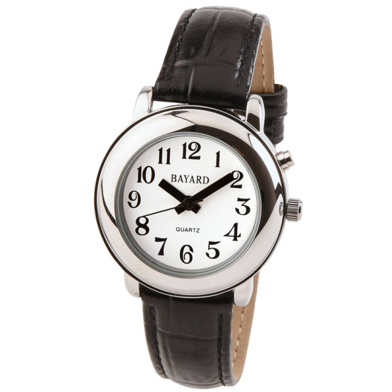 Montre parlante en cuir pour femme malvoyante Montre parlante en cuir pour femme malvoyante