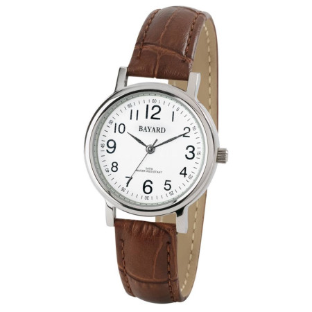 Montre étanche en cuir marron pour femme