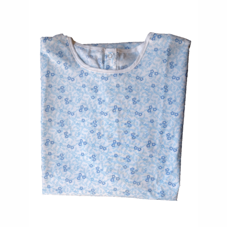 Chemise malade femme fleurette bleu