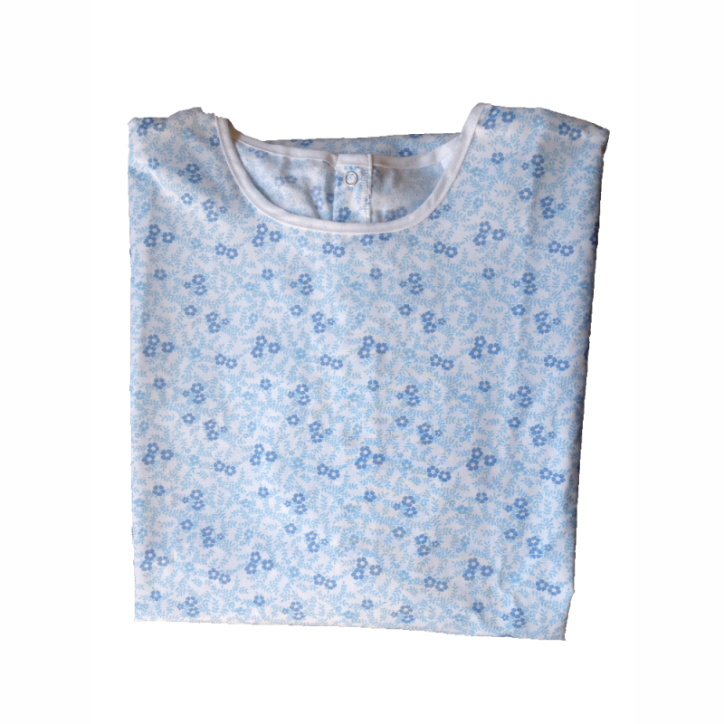 Chemise malade femme fleurette bleu