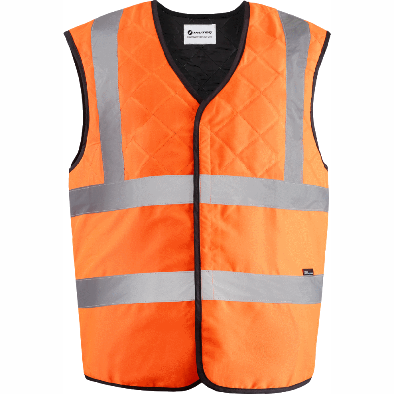 Gilet de sécurité rafraîchissant orange de face Gilet de sécurité rafraîchissant orange de face