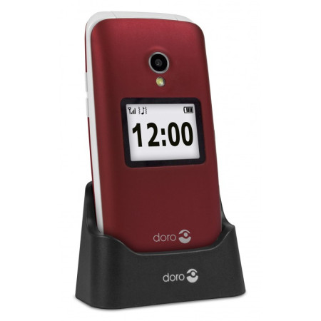 Doro 2424 mobile rouge sur socle chargeur