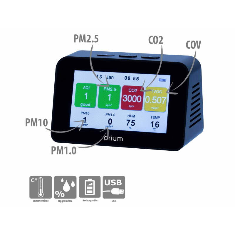 Mesureur de qualité de l'air complet et nomade