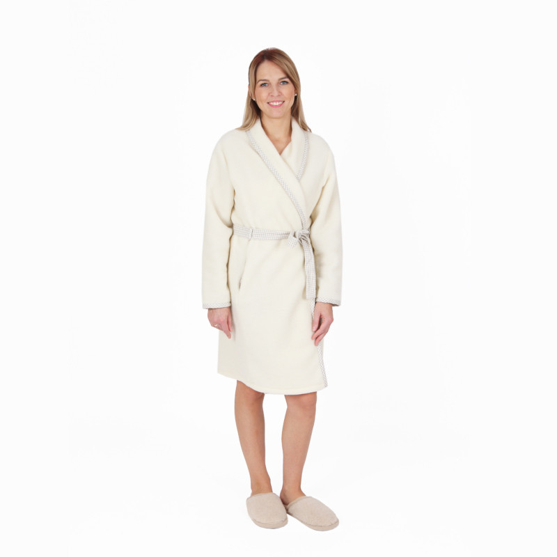 Robe de chambre femme beige épaisse et chaude •