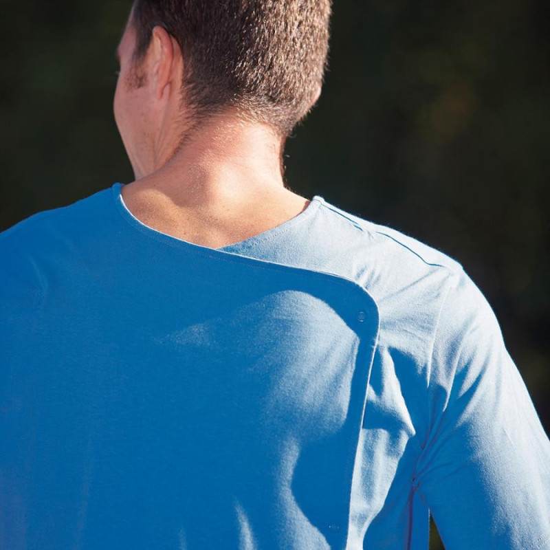 Chemise Médicale Homme Épaules Arrière - Facile à Enfiler Pour Récupération Post-Opératoire, Dialyse Et Chimiothérapie
