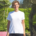 Tee-shirt femme manches courtes dos croisé - blanc de face