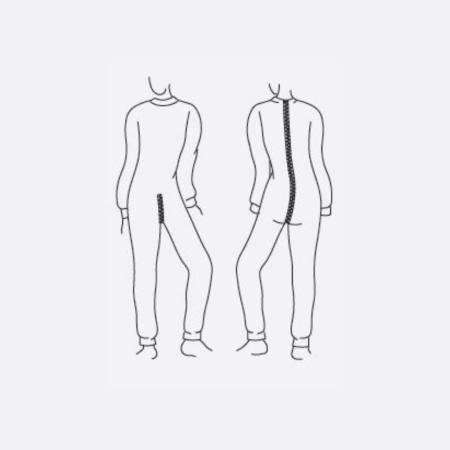 Grenouillère homme polo long gris schema ouverture
