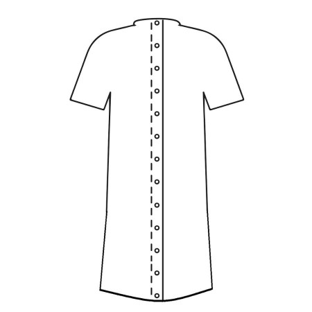 Chemise nuit ouverte dos pressions schema