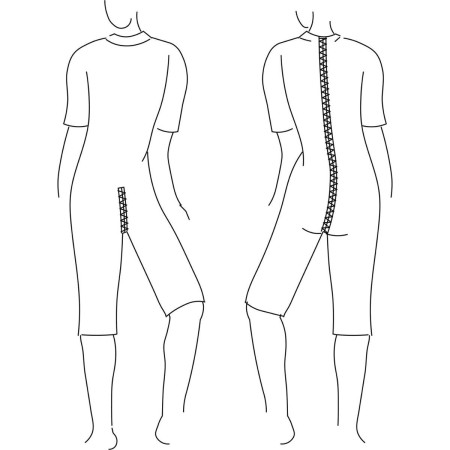 Grenouillère femme courte sans manches - schema fermeture