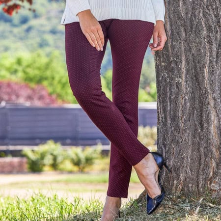 Pantalon élastiqué fantaisie  Bordeaux T 38 à 56