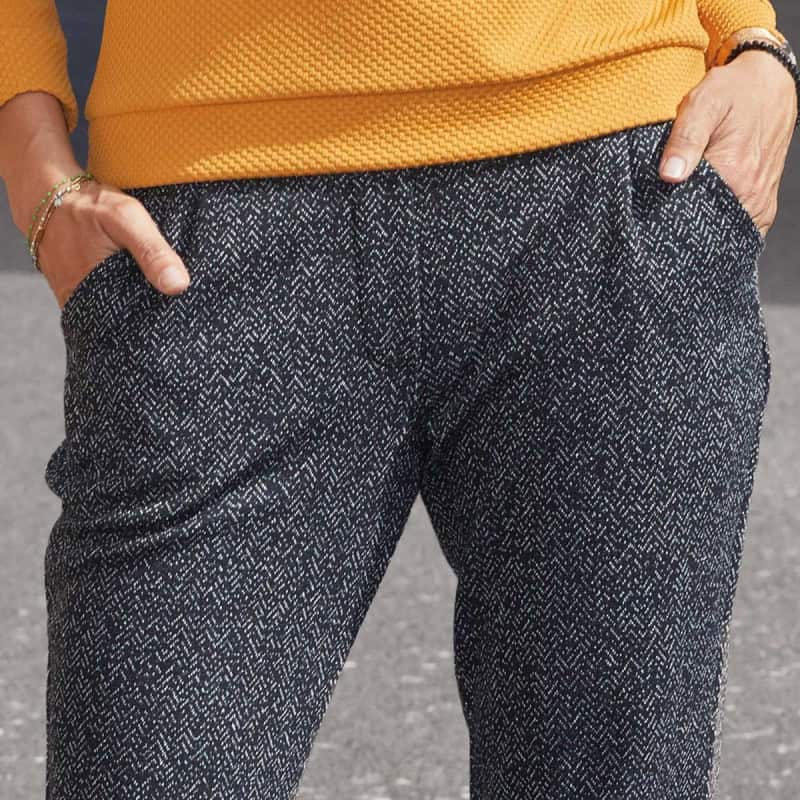 Pantalon élastiqué chiné T 38 à 56
