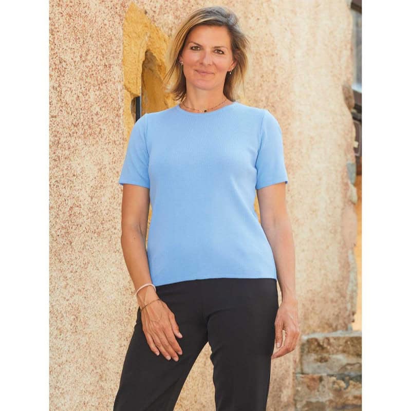 Pull manches courtes dos croisé bleu Pull manches courtes dos croisé bleu