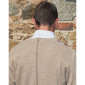 Pull ouvert dos droit zip col V beige dos