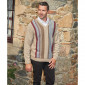 Pull ouvert dos droit zip col V beige